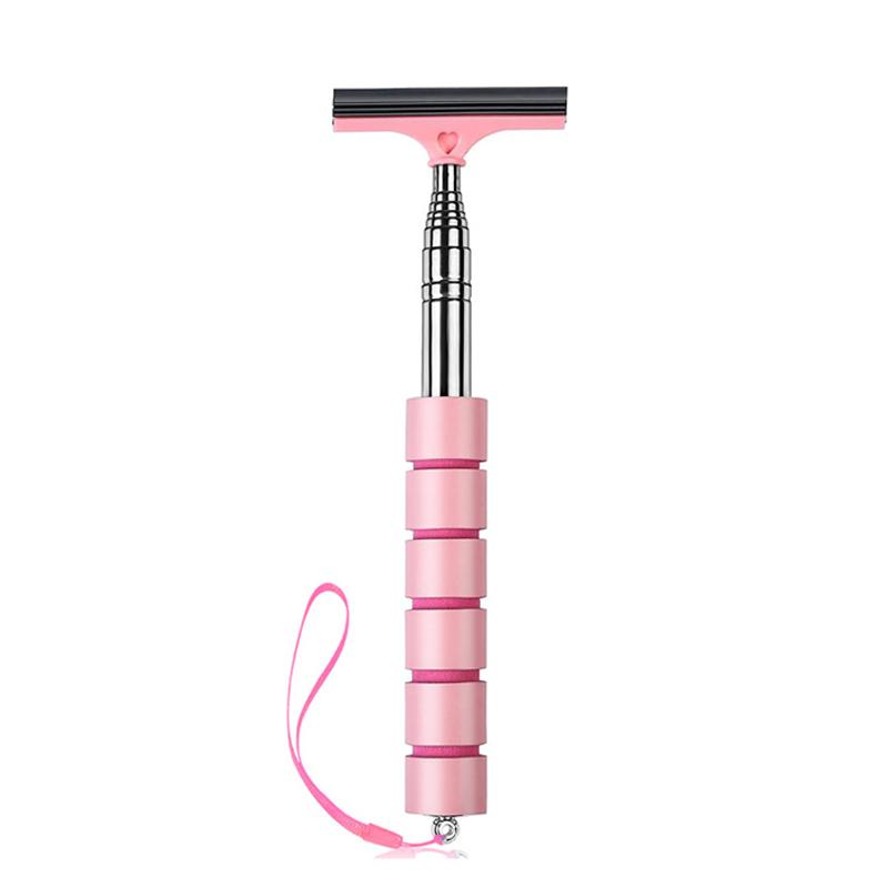 

Автомобильный стеклоочиститель для зеркала заднего вида, телескопическая выдвижная щетка из нержавеющей стали с многослойной головкой, щетка для мытья окон, ручной дворник розовый