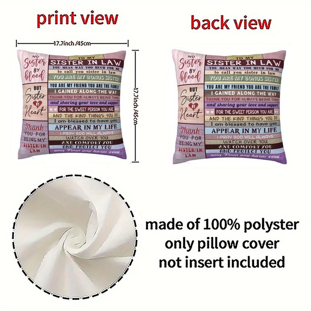 1Pc Mother To Daughter Gift Pillow Case Zipper Closure, Machine Washable | Suitable For Sofa Living Room Home Decoration,