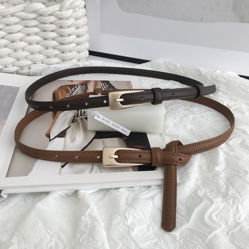 Fashion Women Thin Belt Chic Leather Waistband Square Pin Buckle Jeans Pants Belts Female Clothes Decoration Girdles Strap