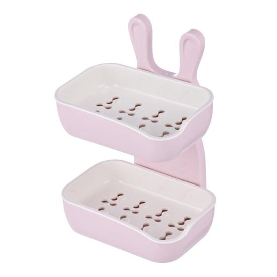 Wall Mounted Soap Dish Double Layer Design Strong Load-bearing Easy Installation Sponge Holder Bathroom Soap Rack