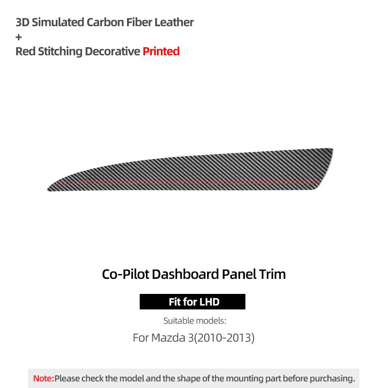 Betterhumz For Mazda 3 Axela 2010-2013 Made of Alcantara Co-pilot Dashboard Trim Stickers Car Trument Interior Accessories