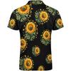 Sunflower Weed Leaf Plant Mens Zip Up Polo Shirts Casual Short Sleeve Golf Collared Shirt Slim Fit Tee Top