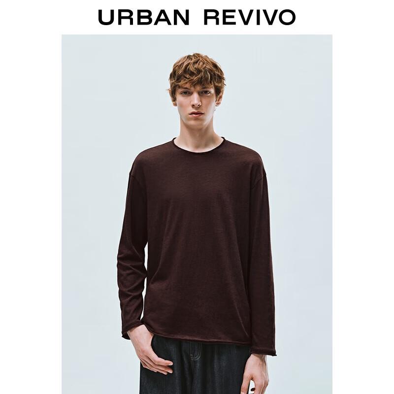 

UR Men s Retro Simple Crew Neck Long Sleeve T-Shirt L
