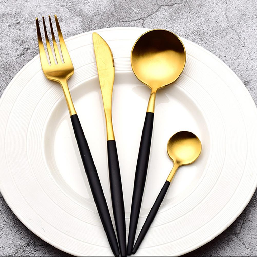 Ensemble de couverts antidérapants à bord lisse, poignée confortable, ensemble de couteaux et fourchettes en acier inoxydable 304, idéal pour la maison et le Restaurant, 4 pièces