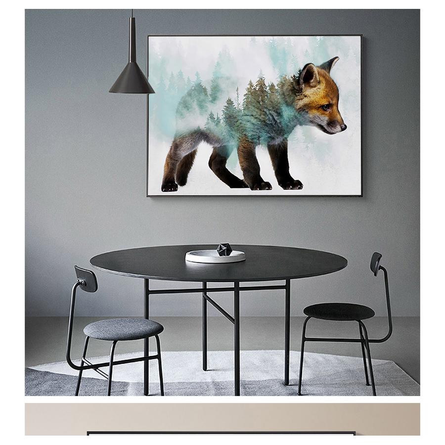 Nordic Posters And Prints Wall Art Canvas Painting Abstract Animal Wall Pictures For Kids Room Landscape Forest Bear Fox Wolf