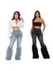 2024 Women's Versatile High-Waisted Distressed Pearl Feather Jeans - European and American Style
