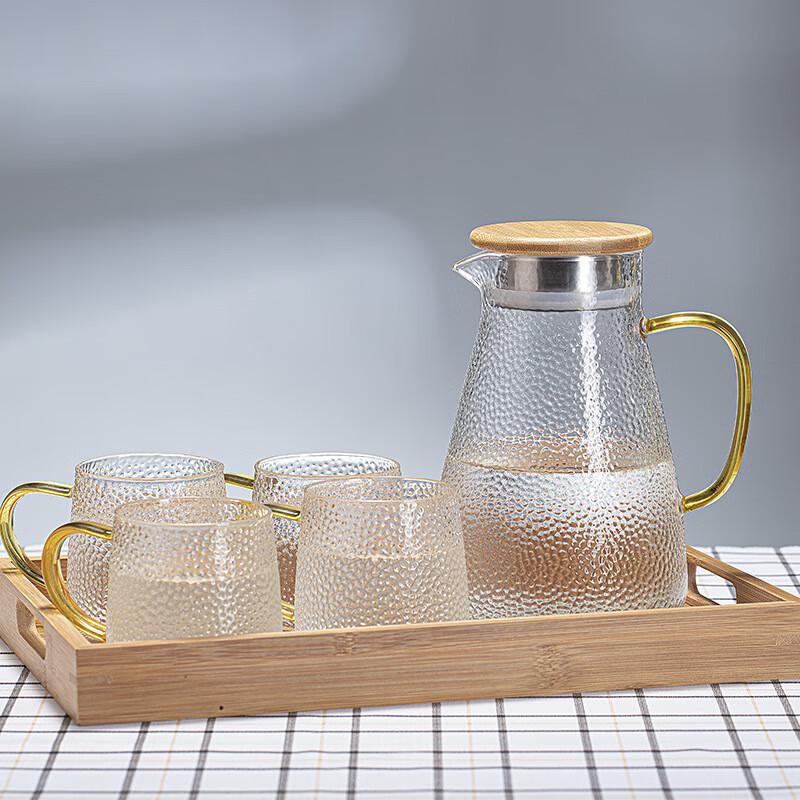 Aiqiyi ZK Hammered Glass Water Pitcher & Tumbler Set 1500ml