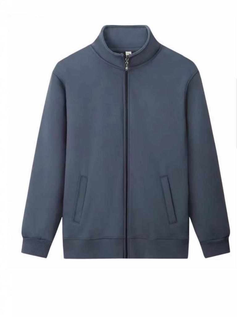 Unisex Korean Style Zip-Up Loose Jacket - Casual Solid Color Outerwear, Plus Size Available