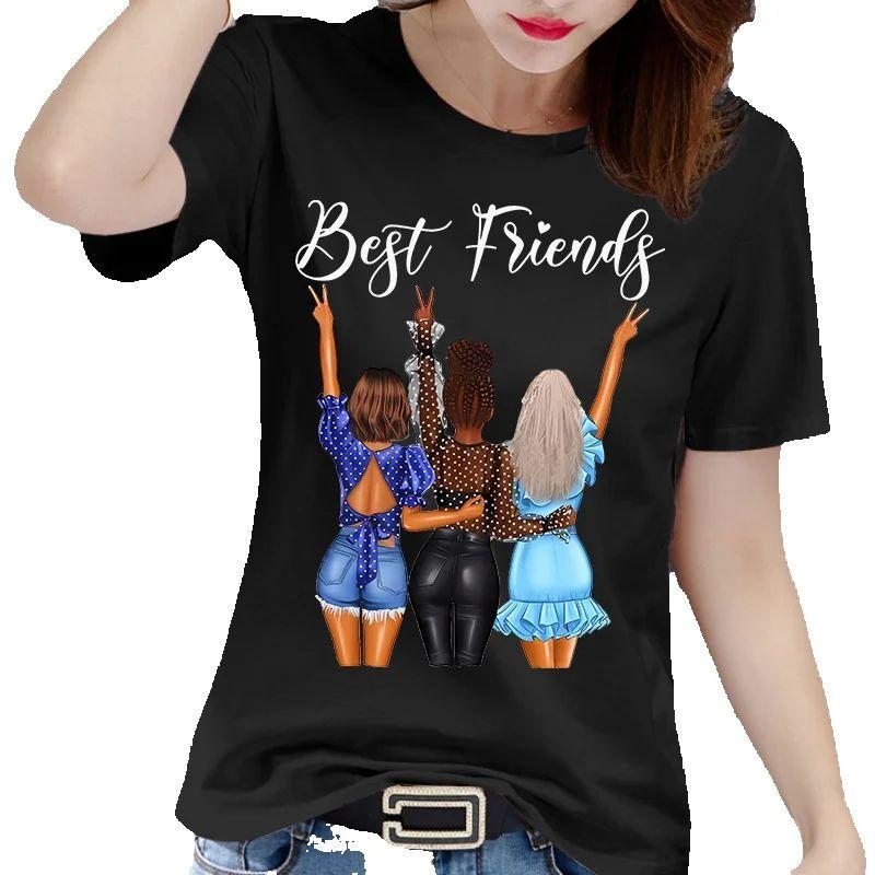 Best Friends T Shirt Summer Fashion Good Friend Bestie Sister Outfit Ladies T-shirt Everything Short Sleeve Graphic Tees Modal