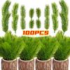 10-100PCS Artificial Pine Needles Plastic Pine Branch Xmas Tree Fake Plants Ornament Home Party Wedding DIY Decoration Supplies