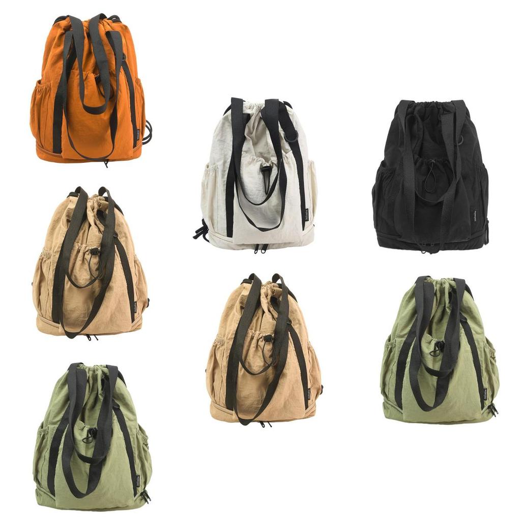 Travel And Hiking Solid Color Nylon Backpack With Drawstring Design