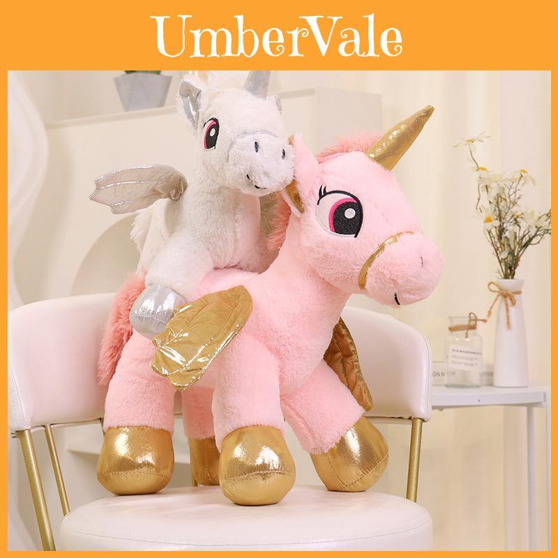 Delightful Unicorn Plush Toy With Wings Fluffy Fabric For Kids Girls Gift Idea