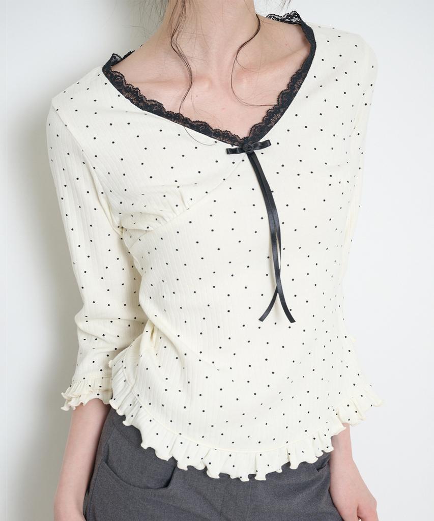 ILLIGO Dot Lace T-Shirt Ivory