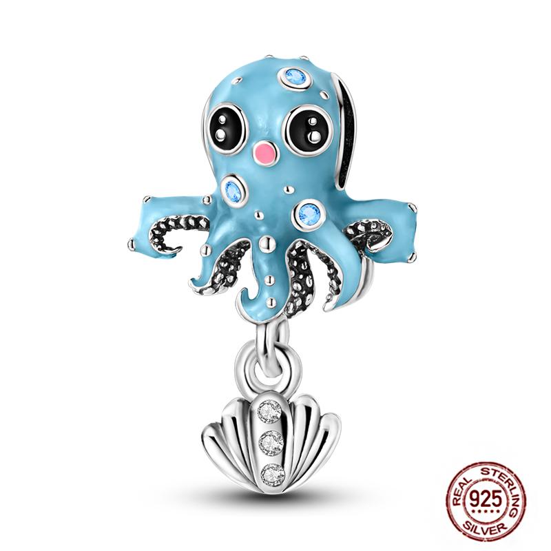 Ocean World Series Original Charms Copper Sea Turtle Octopus Dolphin Seahorse Beads Fits Bracelet Diy Jewelry Gift