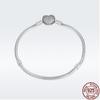 925 Silver Moments Signature Clasp Crystal Snake Chain Bracelet Bangle Fit Bead Charm Jewelry