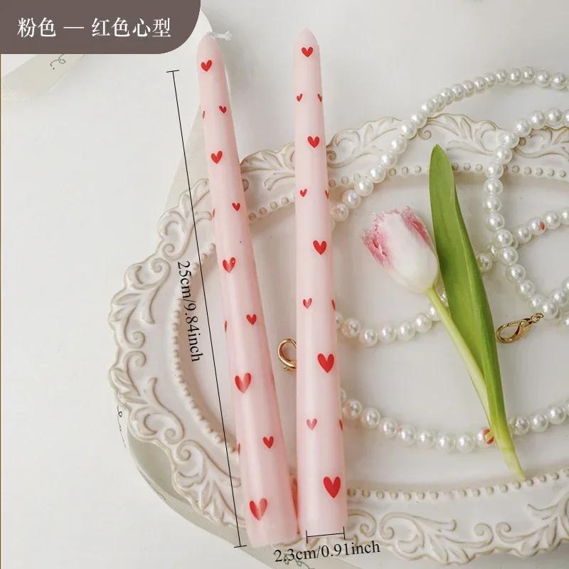 Printed Long Pole Candles European Romantic Candles Dinner Wedding Holiday Family Cross Border Smoke Free Candle Home Decorative