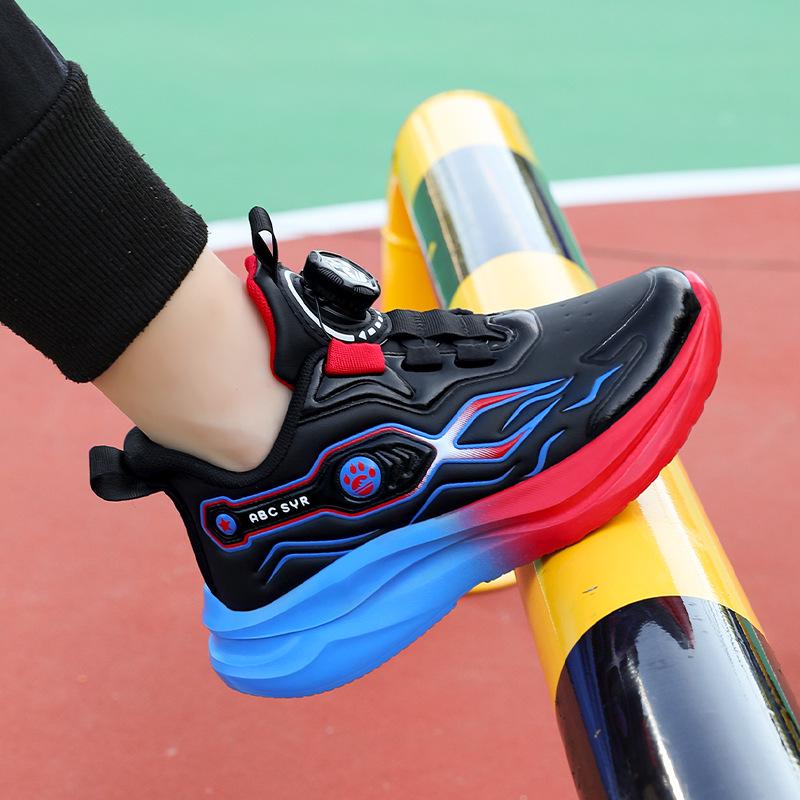 2025 Boys' Non-Slip Leather Basketball Shoes for Older Children & Primary School – Autumn/Winter Style for Running