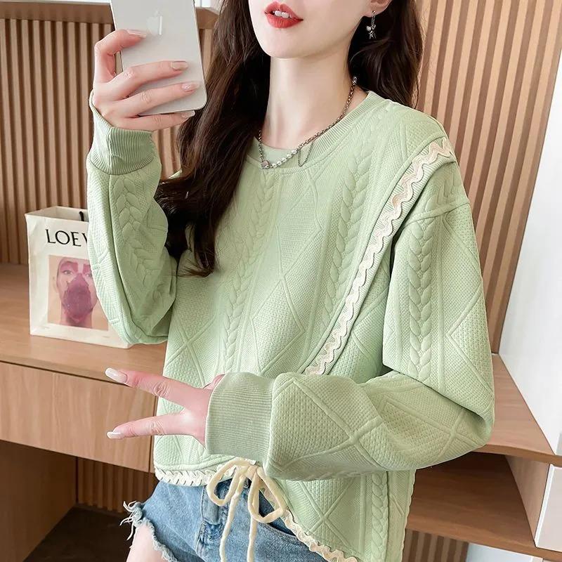 Fashionable Women's Short Sweatshirt New Autumn Korean Style Irregular Design Loose Thin Top