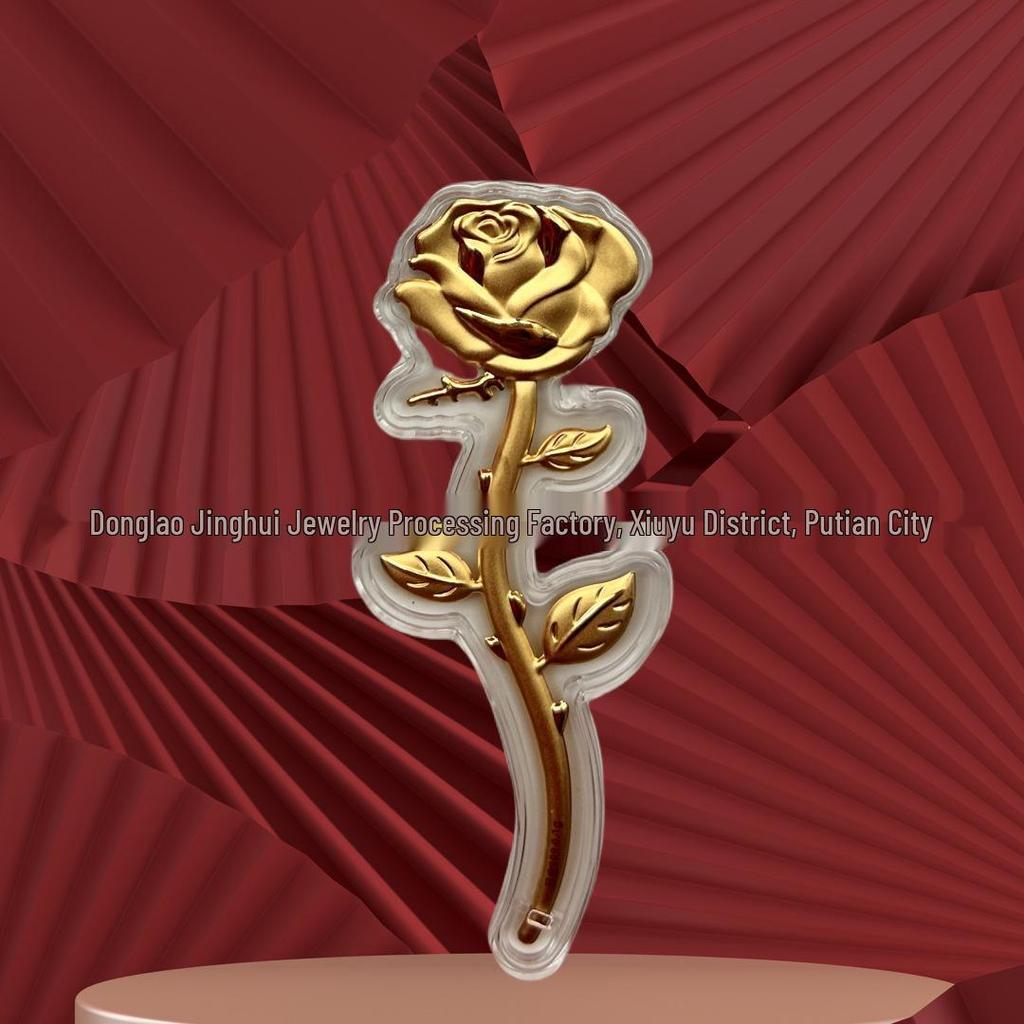 Shuibei 999 Pure Gold Rose, 0.2g Goddess Day Gift - Elegant Souvenir for Girlfriend Festival.