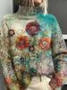 New Christmas abstract print casual cape jacket cardigan thick needle sweater