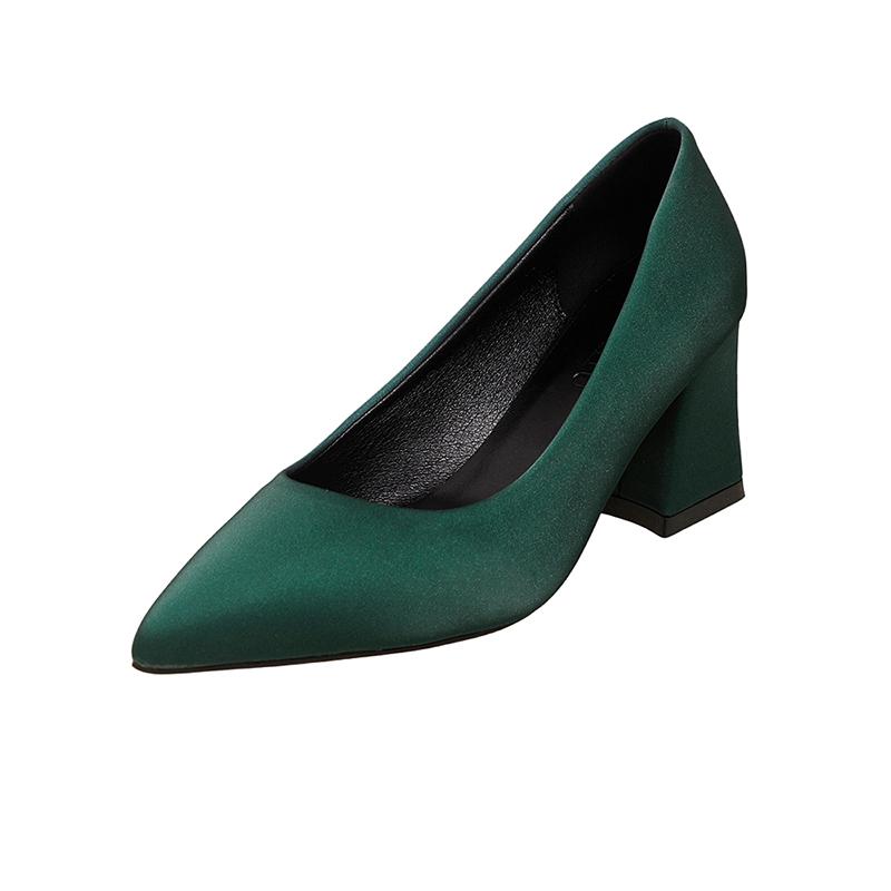 New Women Slip-On Chunky Heels High Heels Women Temperament Pointed Toe Shallow Sexy Wedding Shoes Pumps Plus Size 35-42