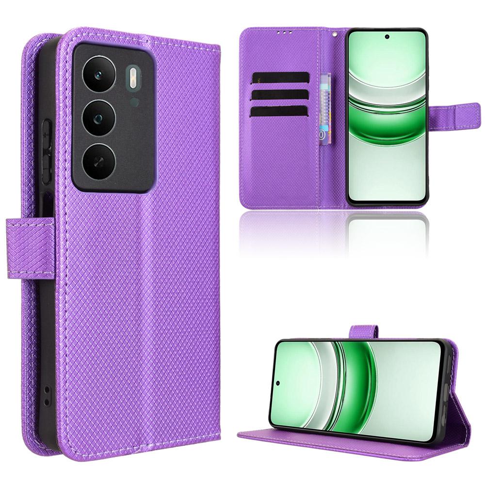 For Realme C71 4G Leather Wallet Case with Strap Diamond Texture Phone Cover