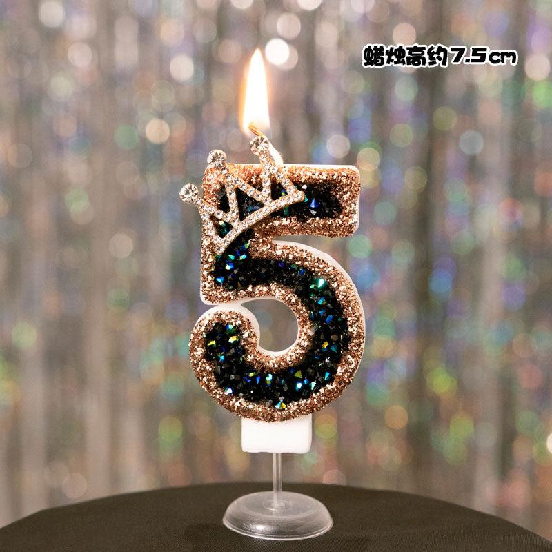 1Pc Princess Year Old Digital Birthday Candle Crown Cake Ornament Birthday Cakes Party Decoration Ornament Children's Gift