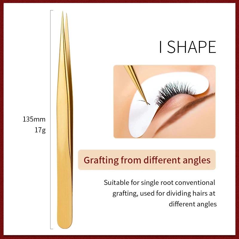 1PC Gold Stainless Steel Precision Curved Tip Tweezers,Professional Eyelash Extension Applicator Lash Makeup Supplies