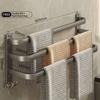 Gun Gray Towel Rack, No-drill Bathroom Wall-mounted Bathroom Towel Hanging Rod Storage Rack Toilet Storage Hanger