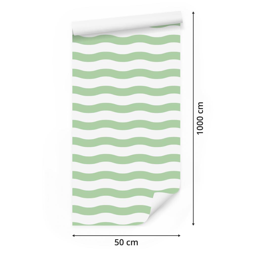 Wallpaper Stripes white and mint, white background for living room and bedroom 50x1000