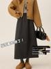 Gray Wool Blend High Waist A-Line Skirt for Women - Petite & Plus Sizes, Autumn/Winter 2025 Collection.