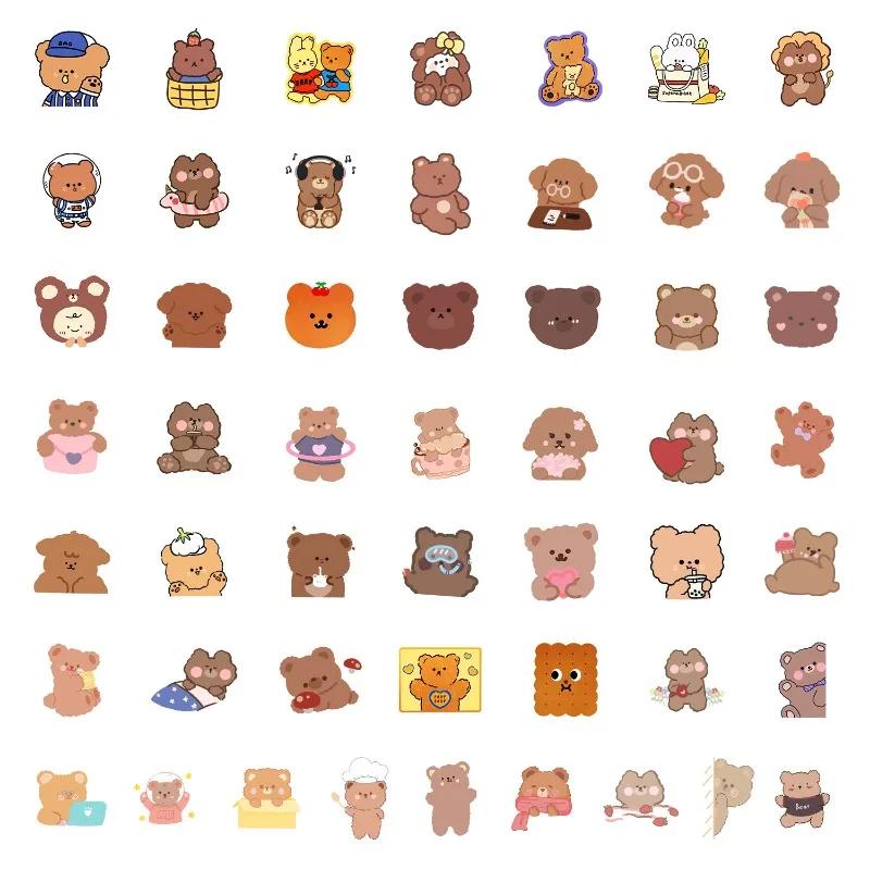 50 stykker/sett tegneserie bjørn utklippsbok klistremerke for barn Søt dyr bjørn skrivesaker klistremerke Kawaii DIY dekor bagasje gitar klistremerke
