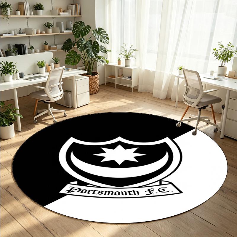 Portsmouth FC Printed Round Crystal Velvet Rug Soft Non Slip Floor Carpet For Bedroom Holiday Gift
