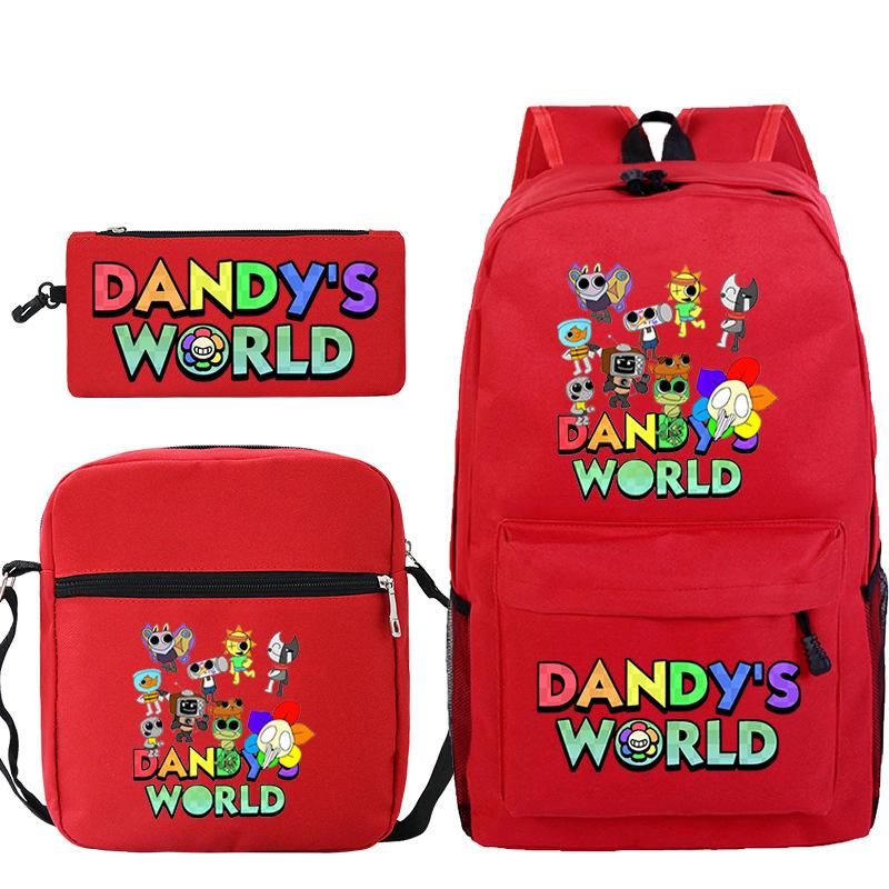 Neue Dandy-Welt Peripherie Druck Schultasche Student Lässige Federtasche Umhängetasche Dreiteiliges Set