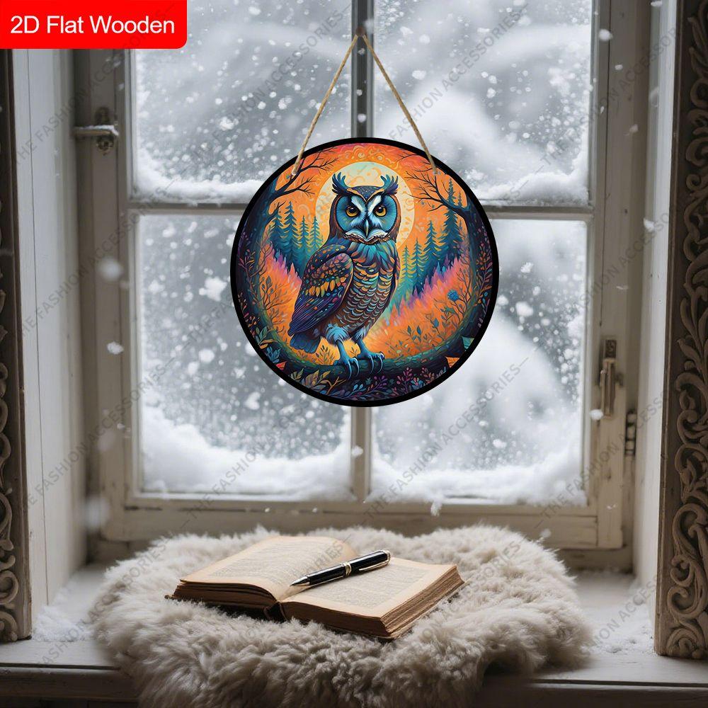 2D Plane Hanging Decorative Signs, Interior Wall or Door Decoration, Garden Decoration, Owl Pattern, Interesting Gifts for Family and Friends
