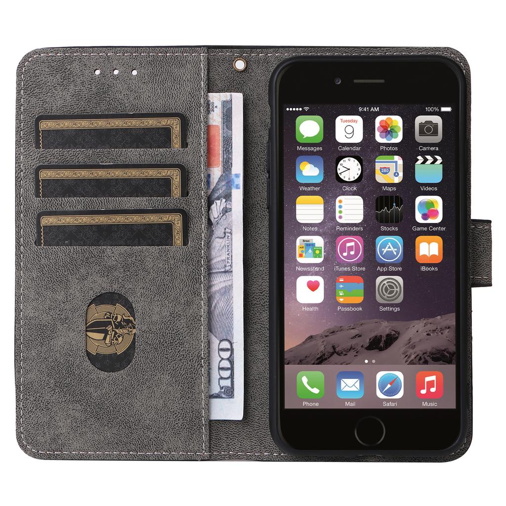 For iPhone 6/6s/7/8/SE (2020)/SE (2022) Case RFID Blocking Wallet Phone Cover with Strap