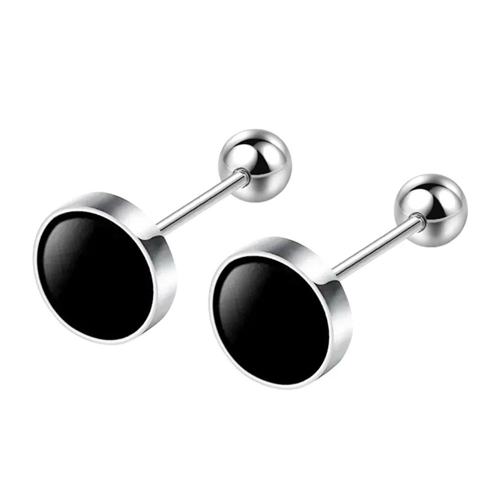 925 Silver Black heart Star Round Small Stud Earrings for Women Luxury High Quality Wedding Party Jewelry Gift