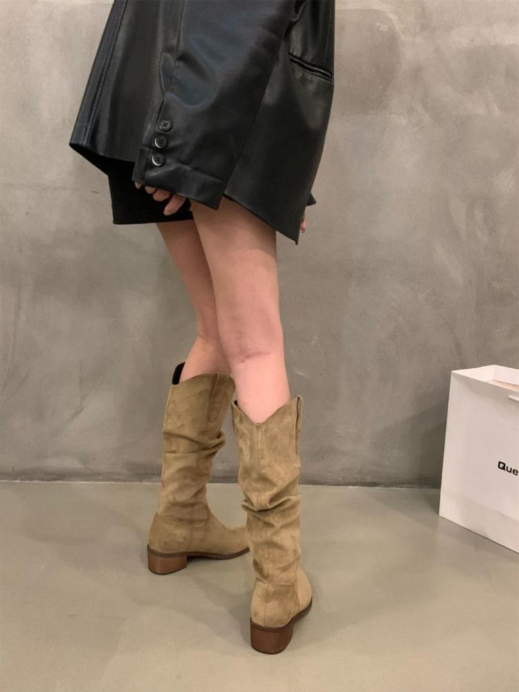 Fashion Autumn Winter Middle Heel Ladies Knee High Shaft Shoes 2025 New Waterproof Women's Long Boots Rock Fashion On Offer Footwear