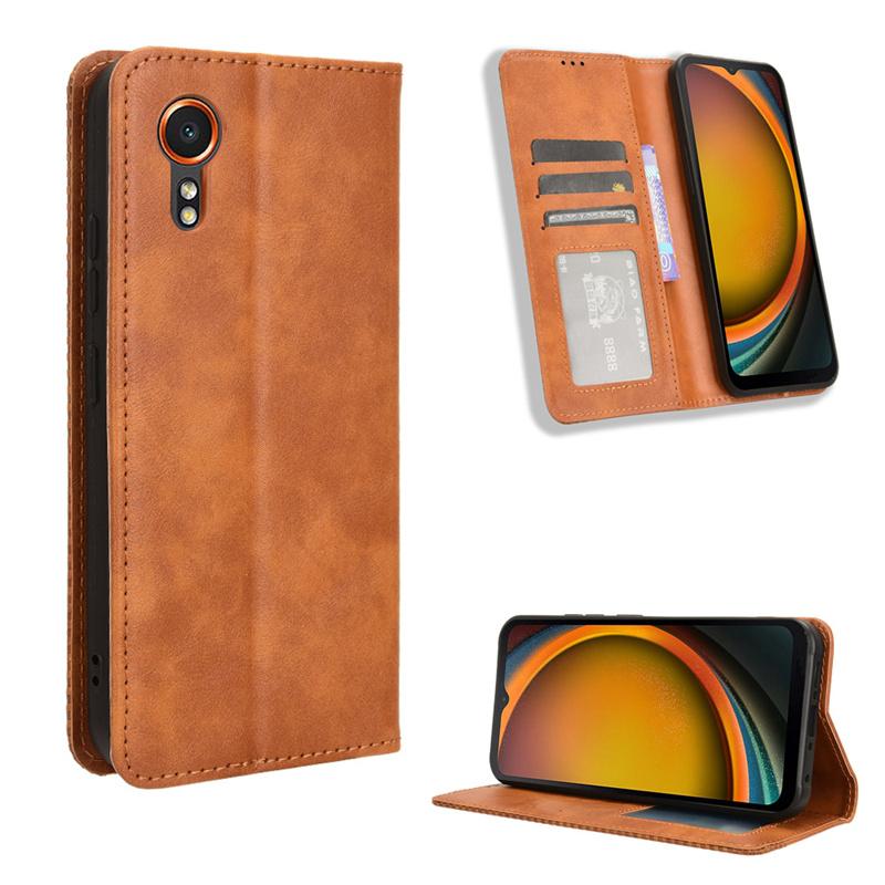For Samsung Galaxy Xcover 7 leather retro self-attaching phone case Of Galaxy Xcover 7 case flip magnetic wallet cover