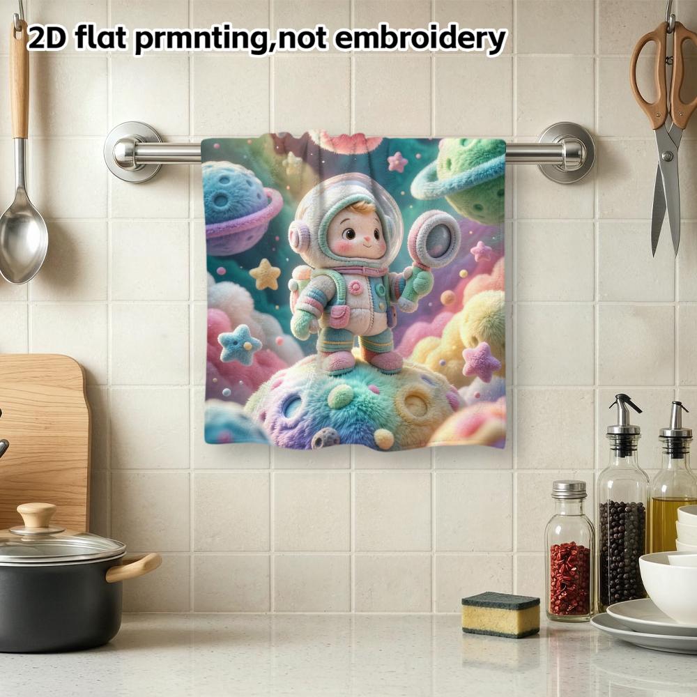 Cute Space Astronaut Print Towel, Soft Absorbent Kids Bath Towel