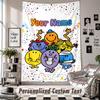Wall Hanging Tapestry With Custom Name & Text, Mr. Men & Little Miss Decorative Tapestry For Bedroom