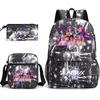 Large Capacity Schoolbag with Shoulder Strap; Student Three-piece Pencil Case Set