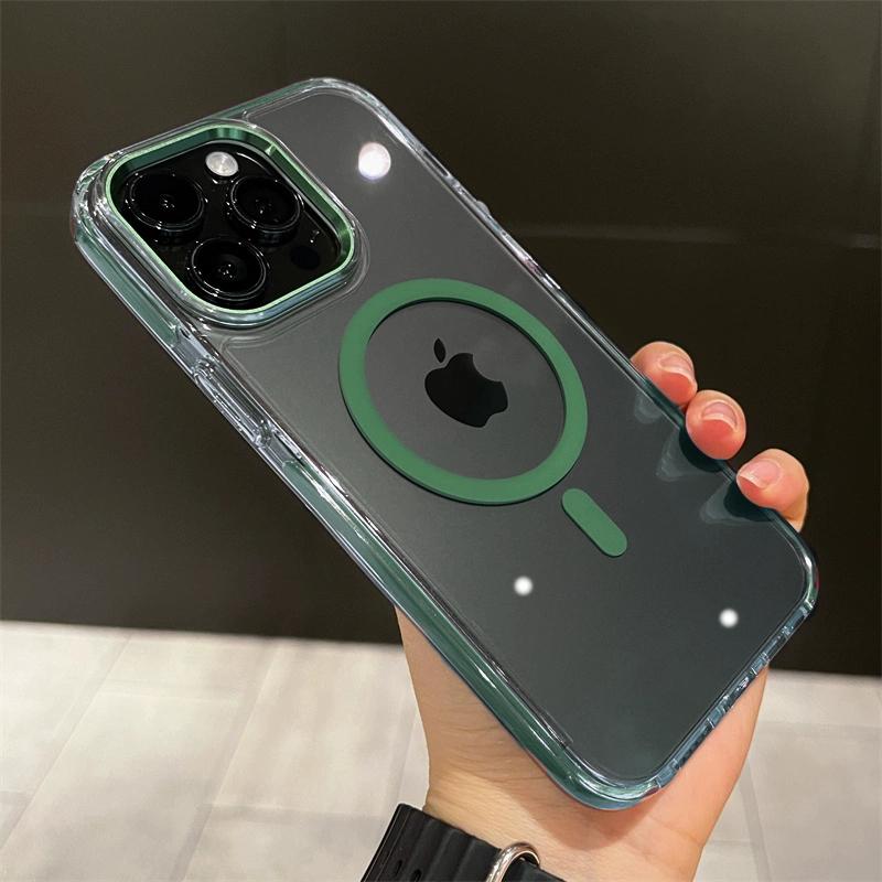 

For Magsafe Wireless Charge Shockproof Clear Phone Case For iPhone 15 14 13 12 Pro Max Plus Magnetic Transparent Cover For iPhone 12