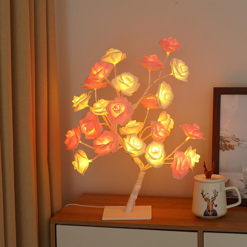 Table Lamp Lights Rose Flower Tree Usb Night Lights Home Decoration Parties Xmas Christmas Wedding Bedroom Decor Rose Lamp