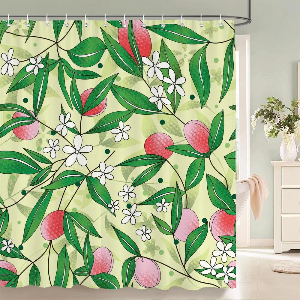 Modern Fresh Fruit lemon Bath Curtain Waterproof Fabric Shower Curtain With 12 Hooks Bathtub Screen for Bathroom Home Decorate