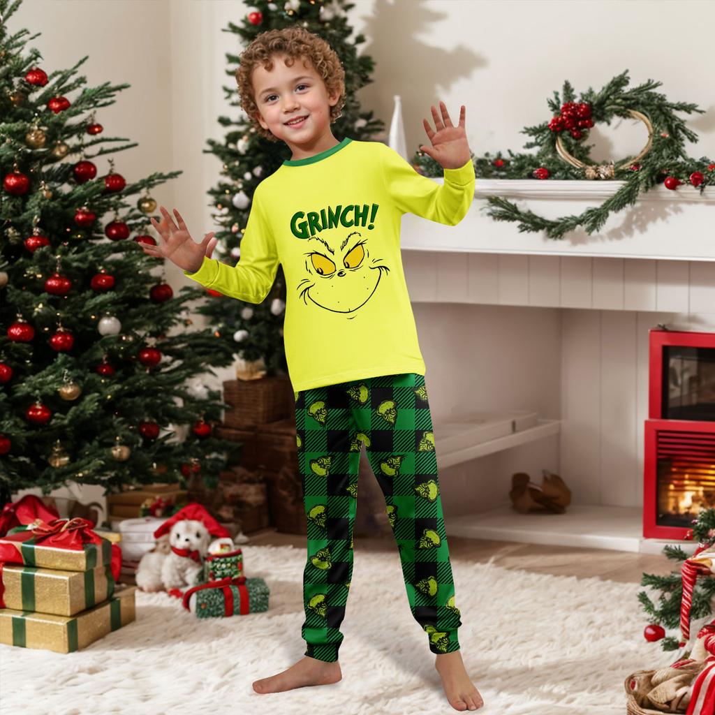 Christmas Print Cute Family Set Pajamas, Home Clothes, Family Set Long Sleeve Top Pants Set