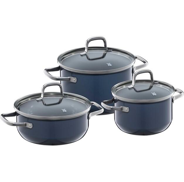 WMF Fusiontec Essential Saucepan Set, Blueberry, 3 Pieces (517065290)