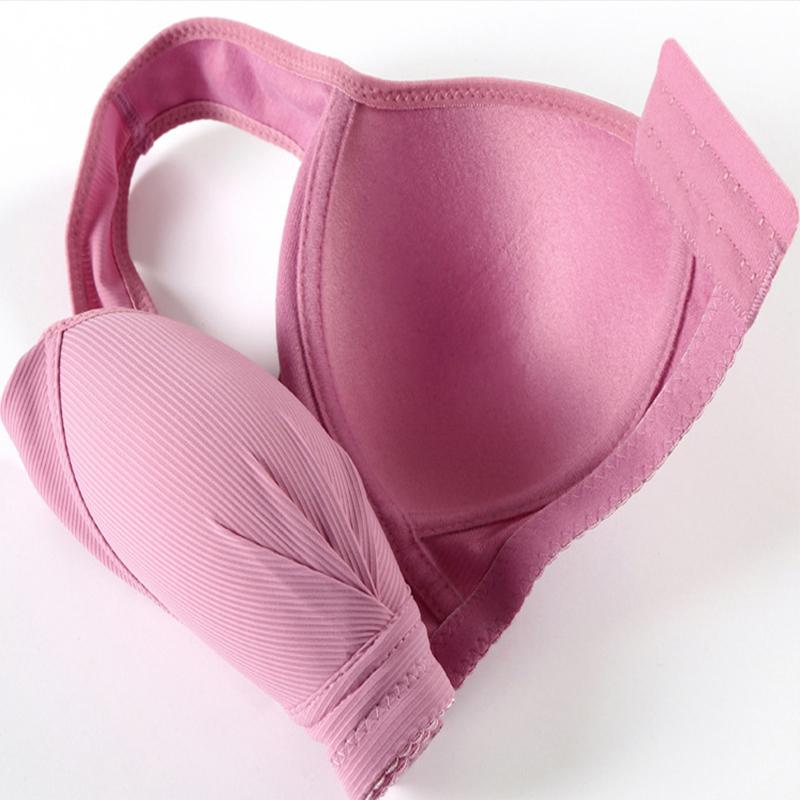 Breathable Plus Size Front Clasp Bra Wire Free Push Up Full Cup Wrapped Soft Bralette for Women