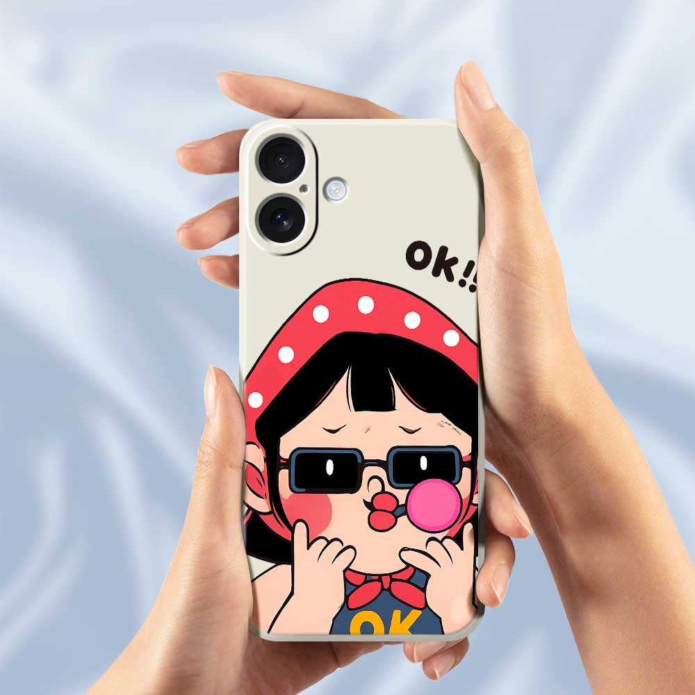 For iPhone 17 Case Cute Kid Pattern Printing Straight Edge TPU Phone Back Cover