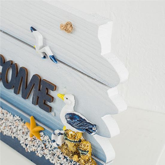 Coastal Welcome Sign Summer Ocean Beach Door Hanger with Hemp Rope Nautical Theme Wooden Hanging Plaque for Front Door Porch Home Wall Decor